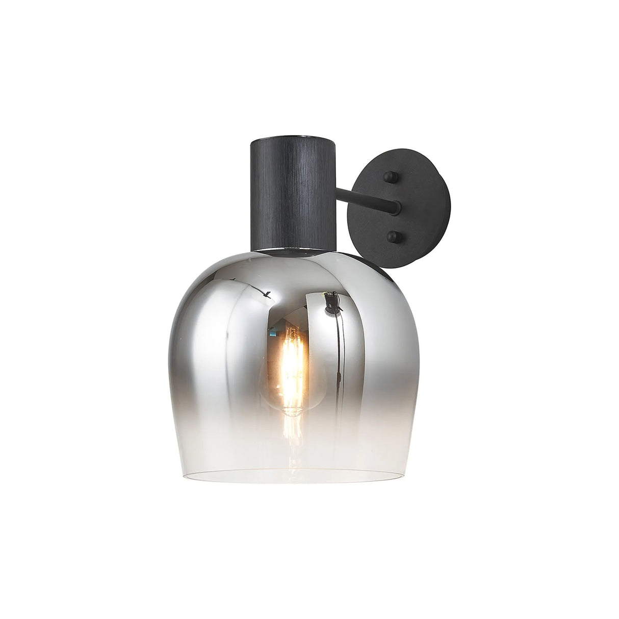 Withe Wall Light, 1 x E27, Satin Black/Smoke Fade Wine Glass