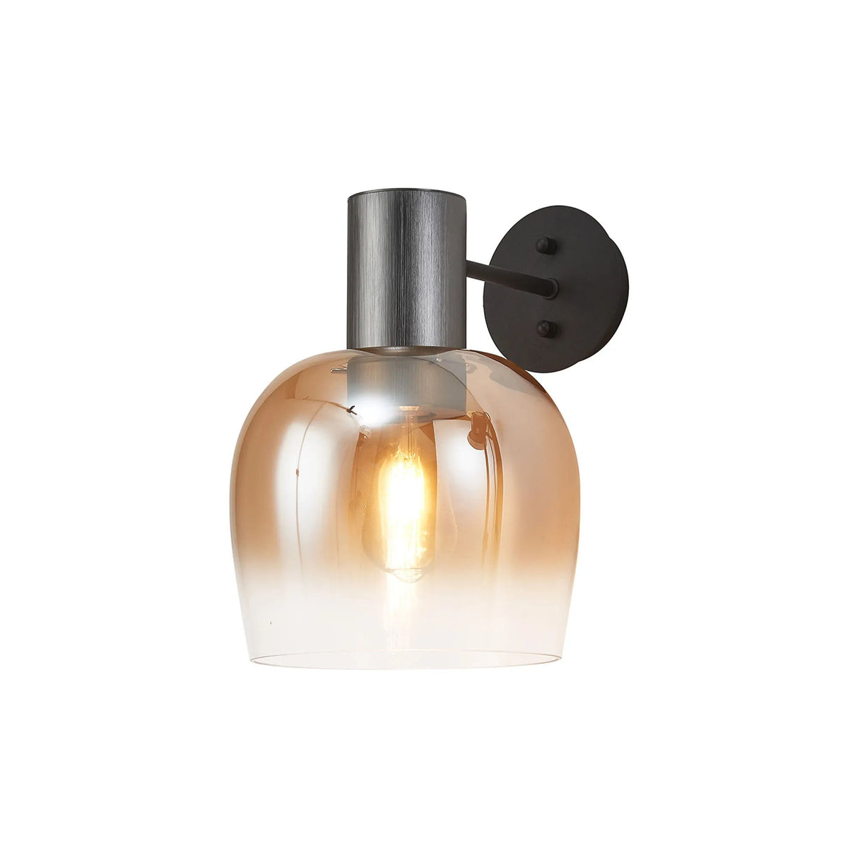 Withe Wall Light, 1 x E27, Gun Metal/Amber Fade Wine Glass