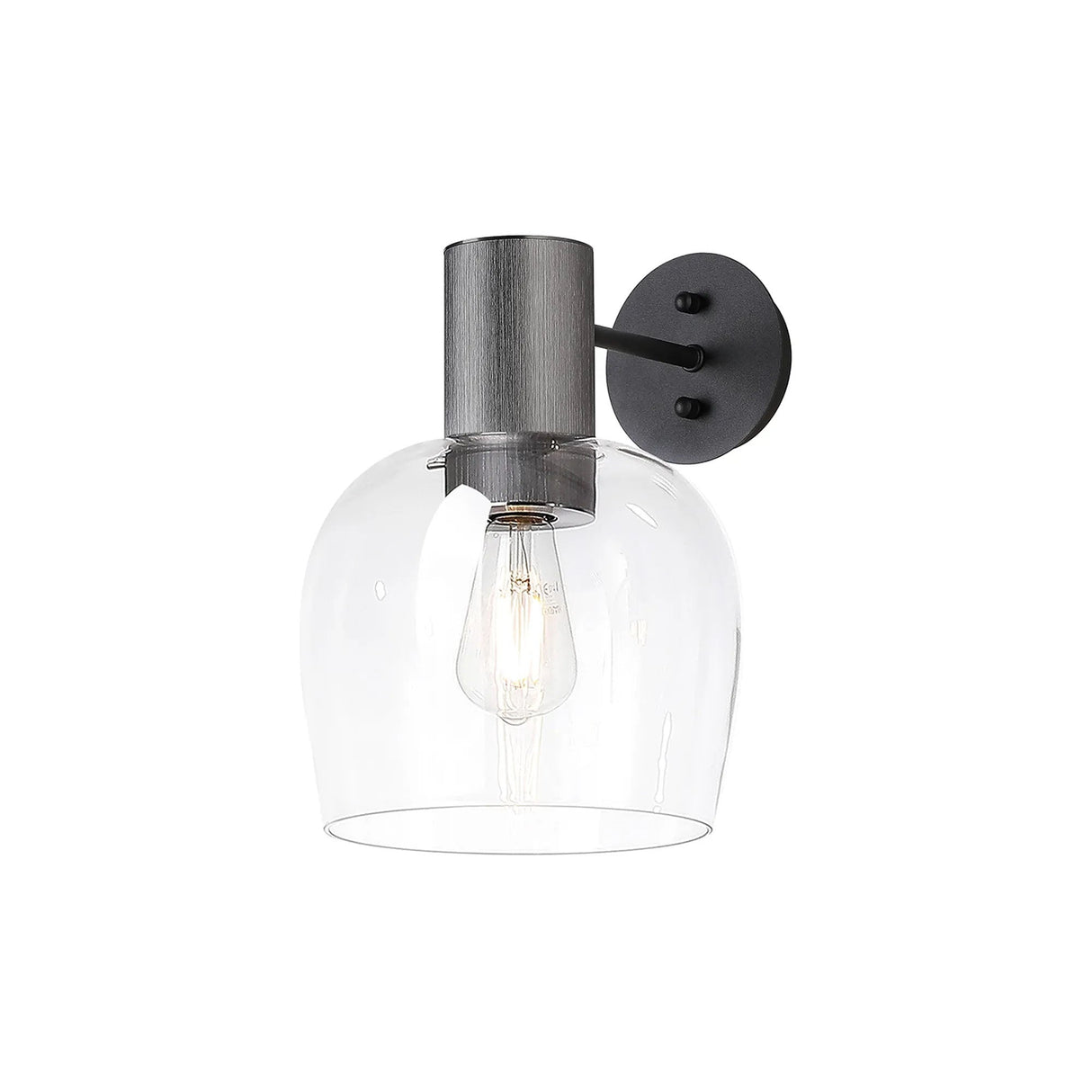 Withe Wall Light, 1 x E27, Gun Metal/Clear Wine Glass