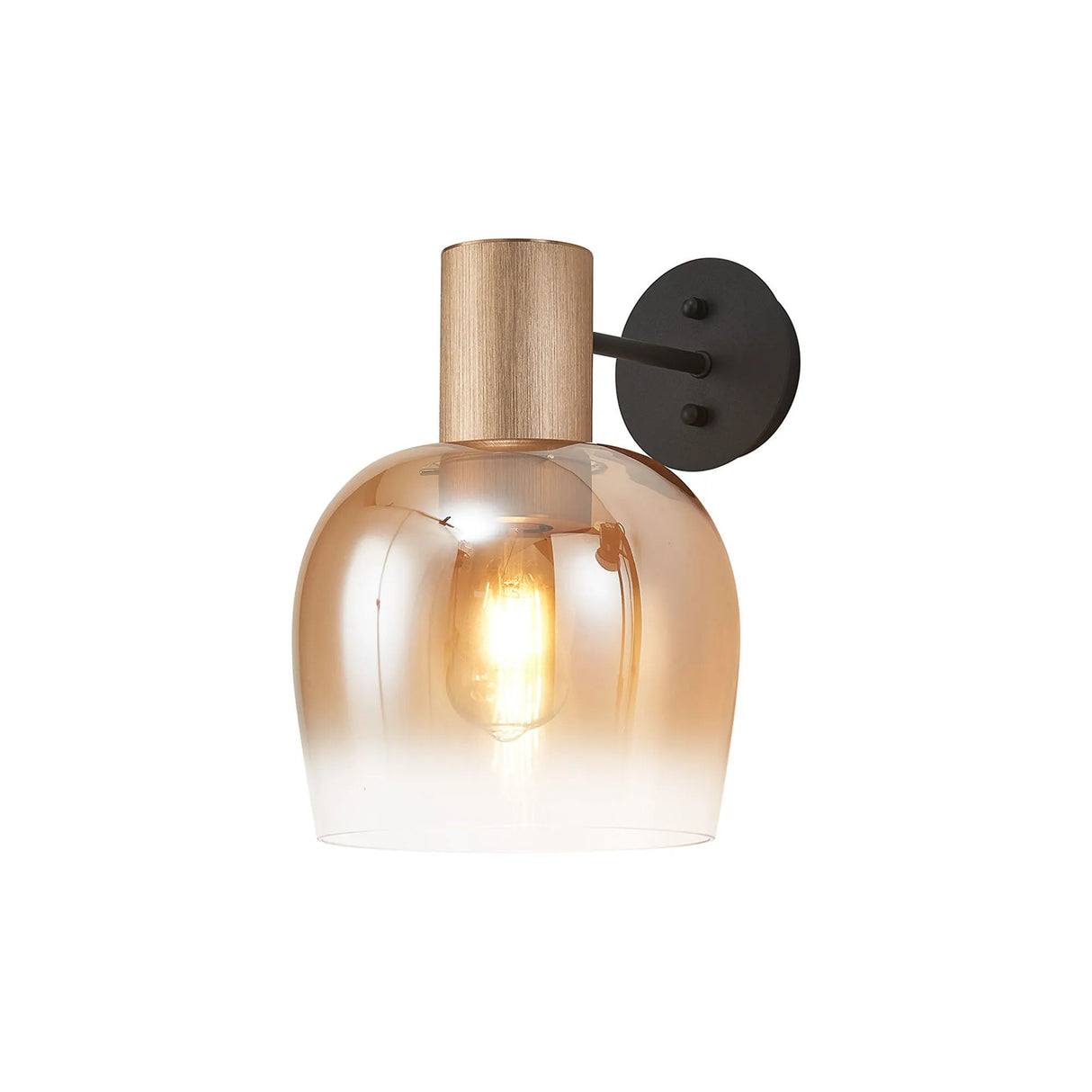 Withe Wall Light, 1 x E27, Titanium Gold/Amber Fade Wine Glass