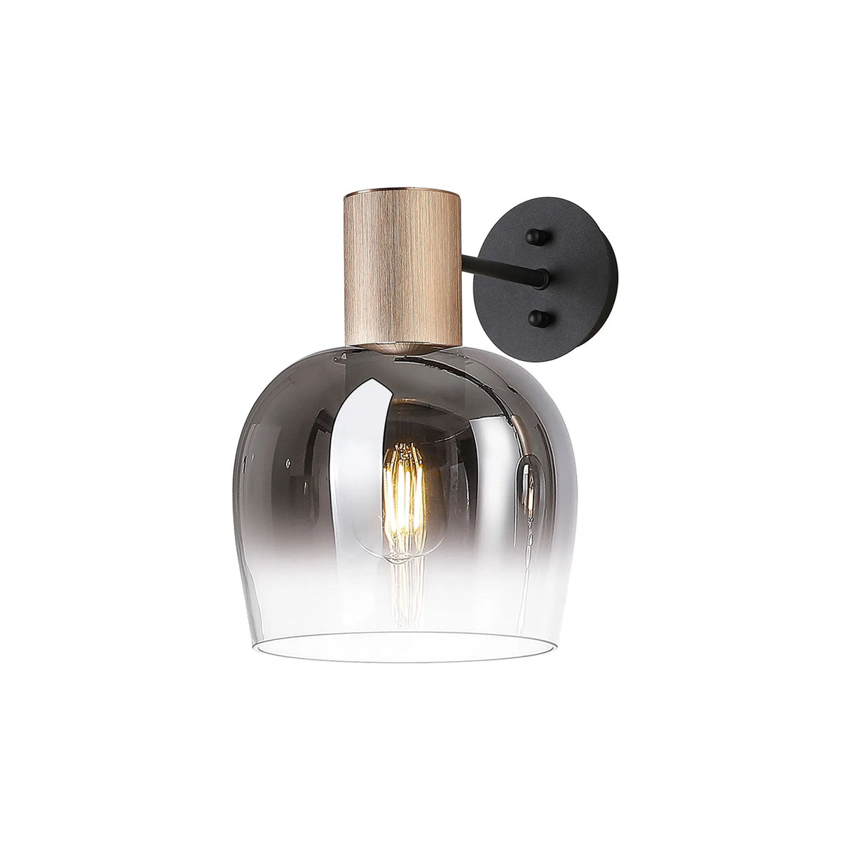 Withe Wall Light, 1 x E27, Titanium Gold/Smoke Fade Wine Glass