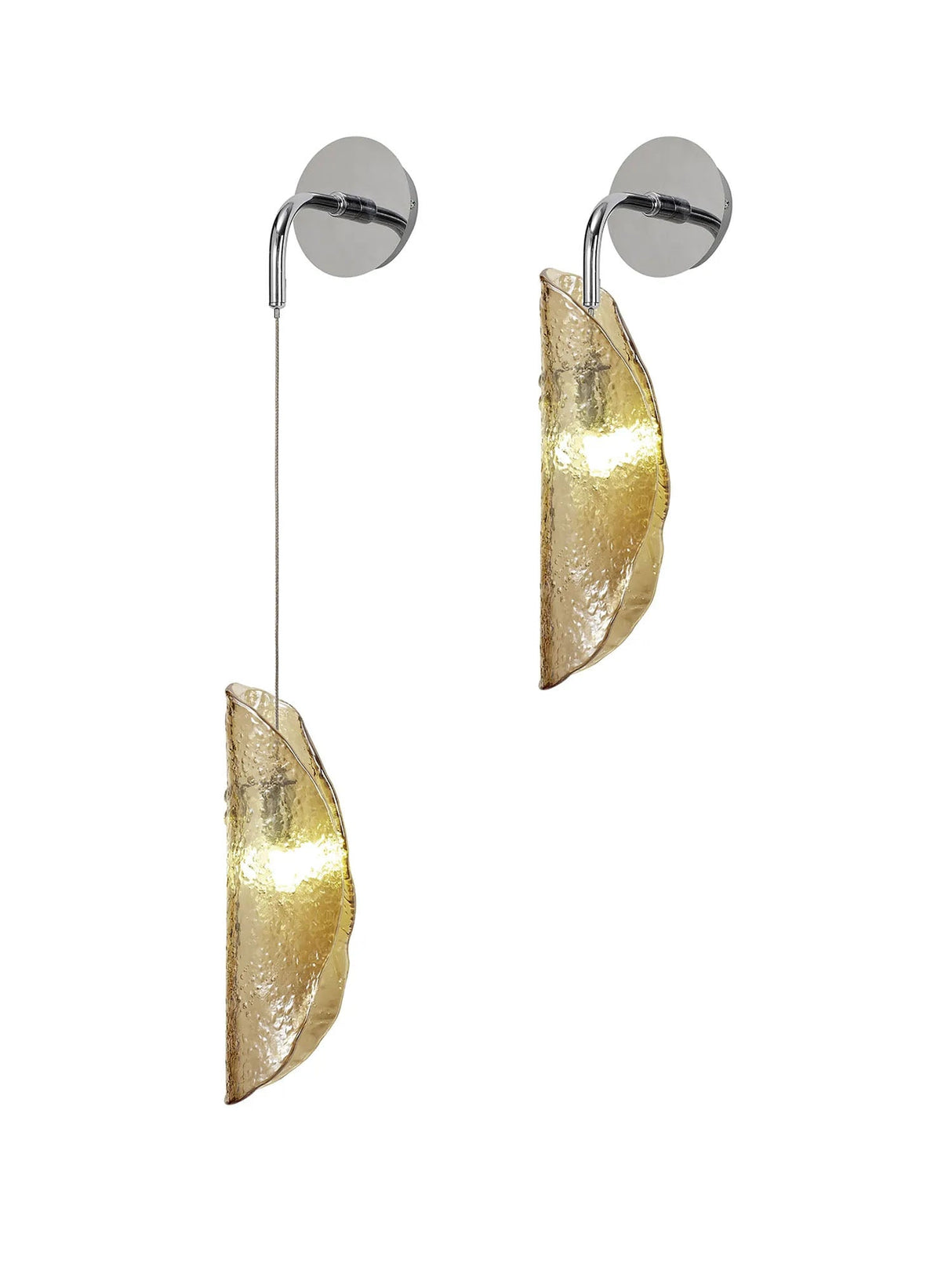 Young Adjustable Wall Light, 1 x G9, Polished Chrome/Amber Glass