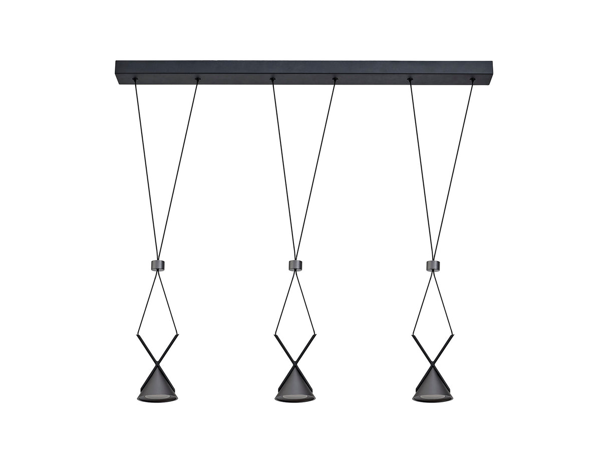 Younger Bar Linear Pendant 3 Light, 3 x 3W LED, 3000K, 350lm, Sand Black/Grey, 3yrs Warranty