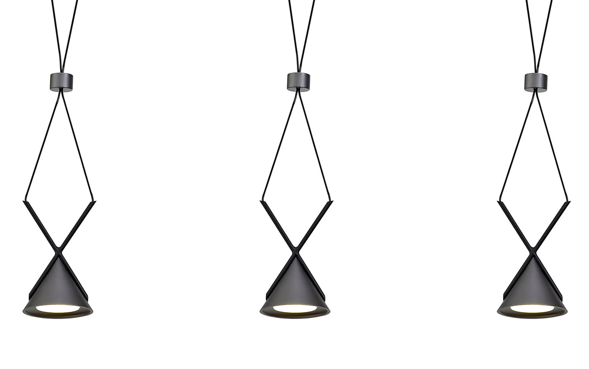 Younger Bar Linear Pendant 3 Light, 3 x 3W LED, 3000K, 350lm, Sand Black/Grey, 3yrs Warranty