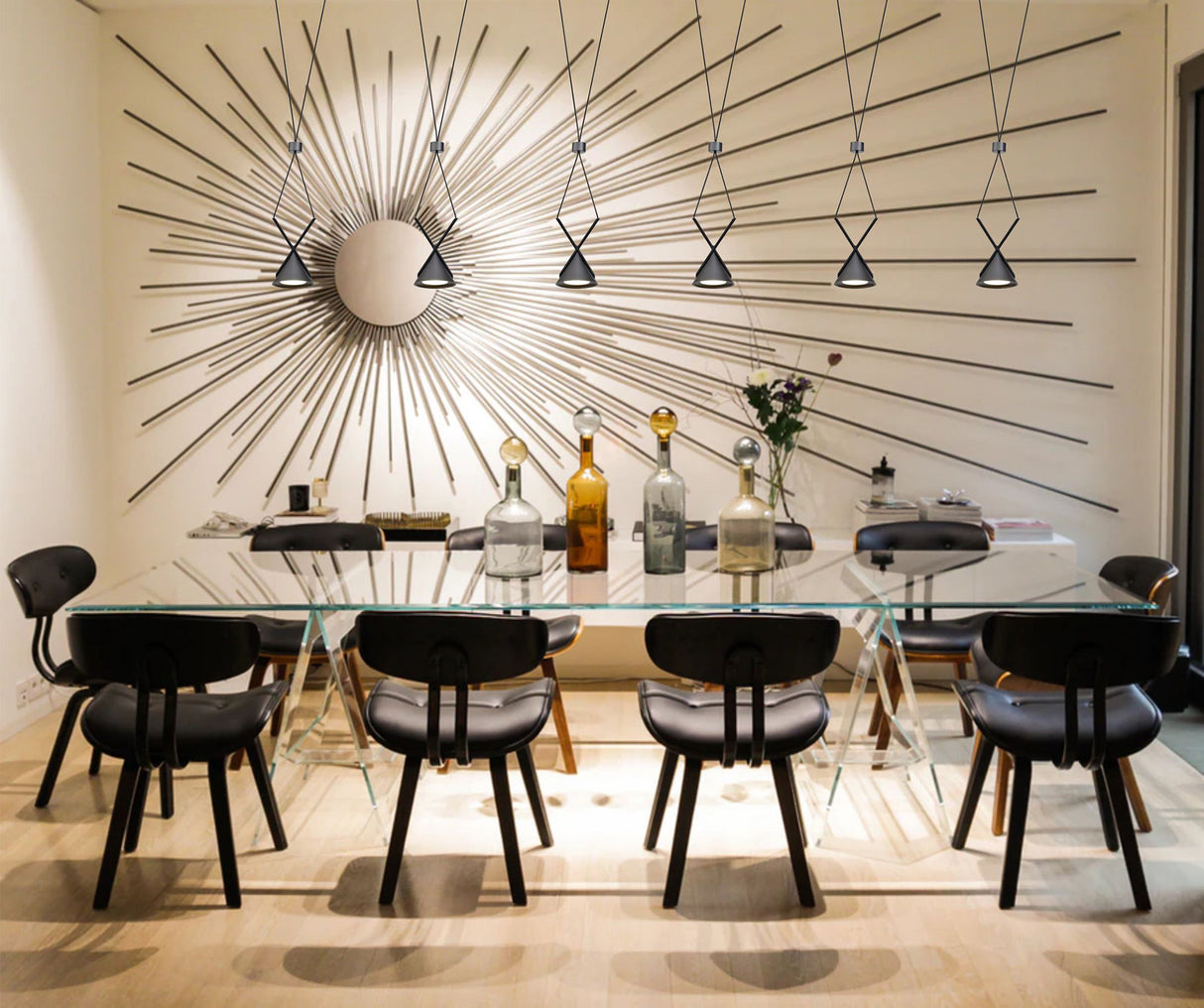 Younger Bar Linear Pendant 3 Light, 3 x 3W LED, 3000K, 350lm, Sand Black/Grey, 3yrs Warranty