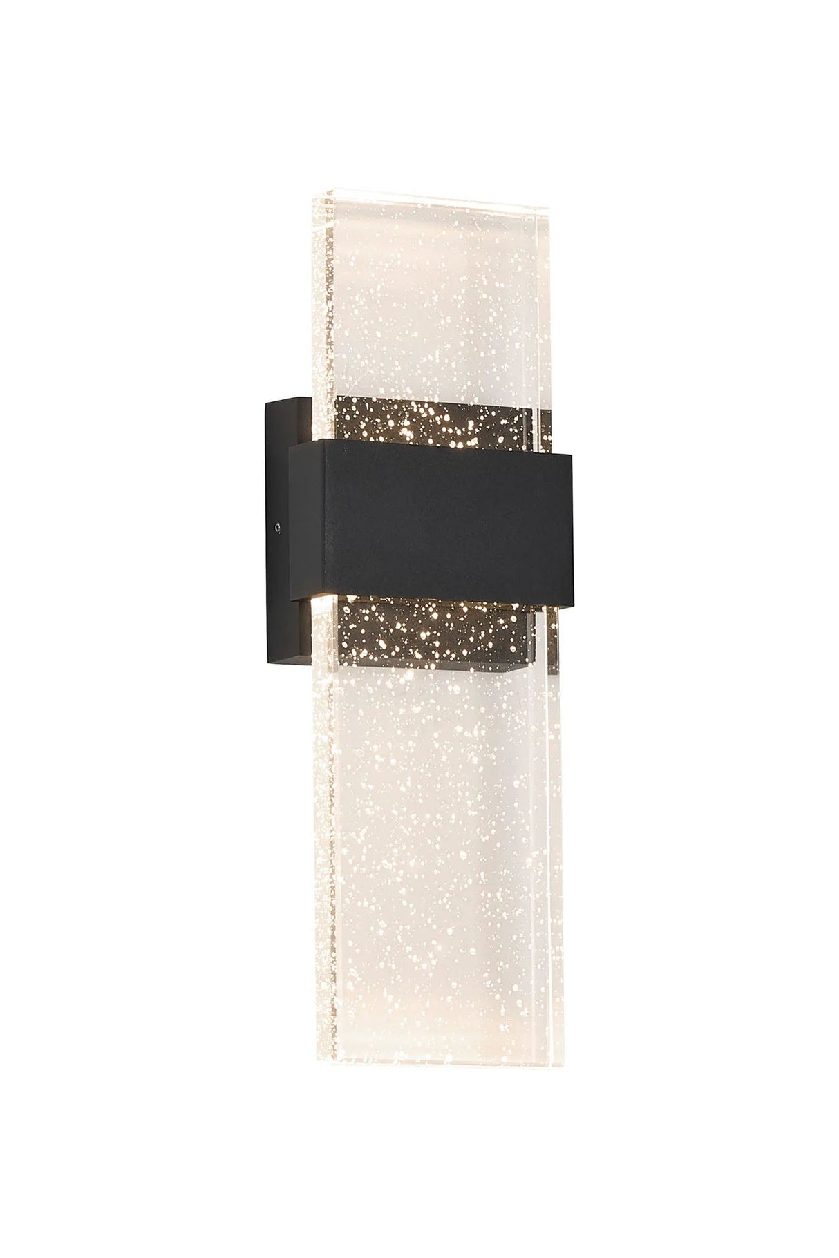 ZAKA Up/Down Wall Lamp, 2 x 5W LED, 3000K, 750lm, IP65, Black/Clear Bubble Glass (C), 3yrs Warranty