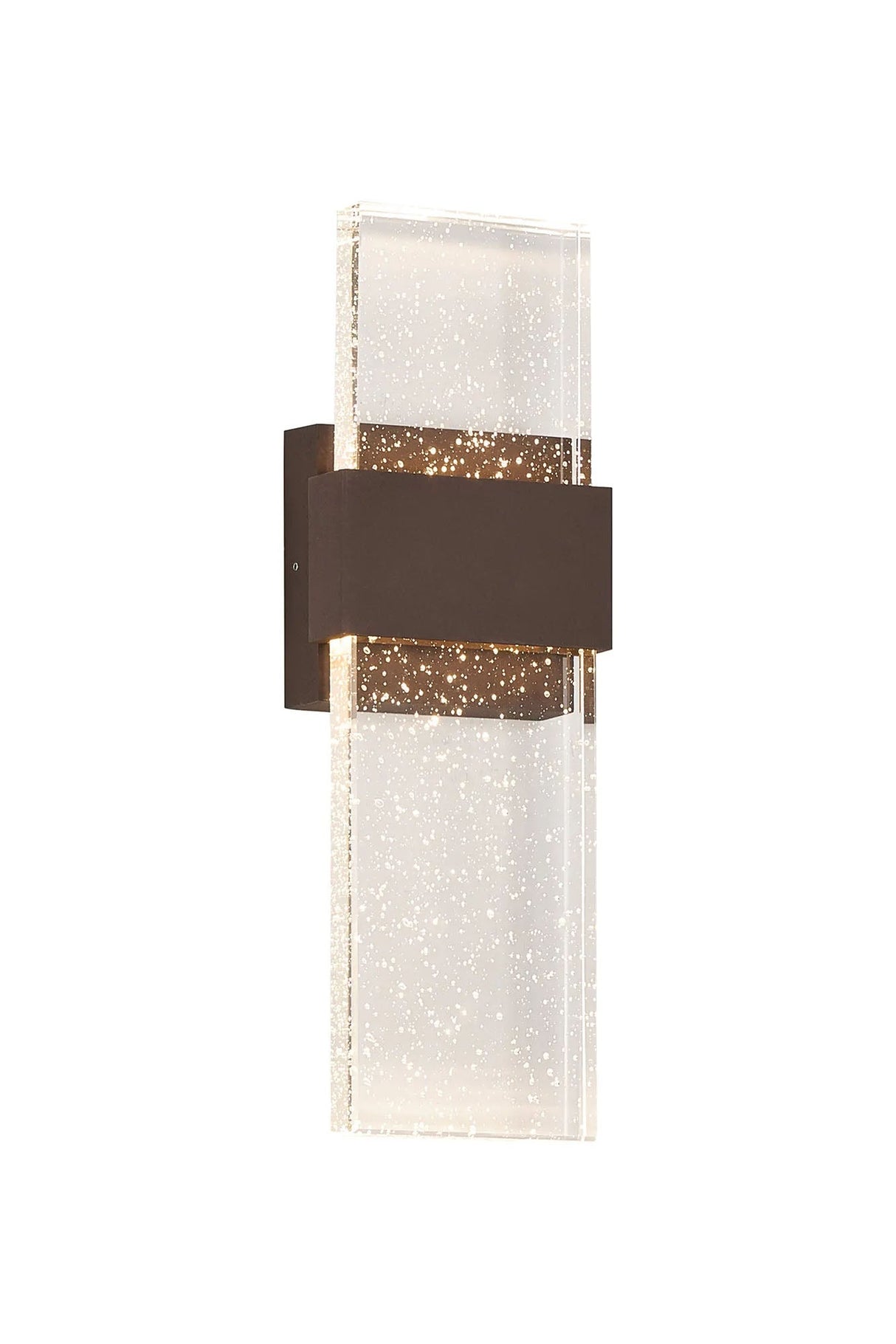 ZAKA Up/Down Wall Lamp, 2 x 5W LED, 3000K, 750lm, IP65, Cacao/Clear Bubble Glass (C), 3yrs Warranty