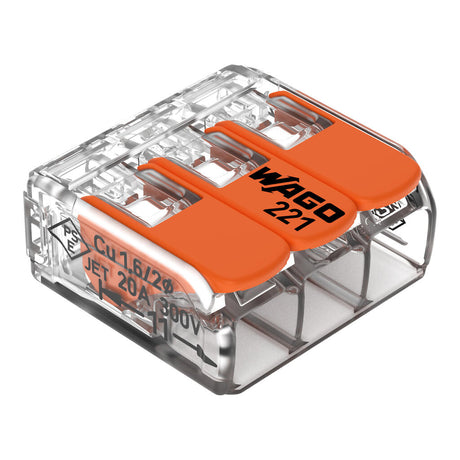WAGO 221-413 COMPACT 3 WAY SPLICING CONNECTOR