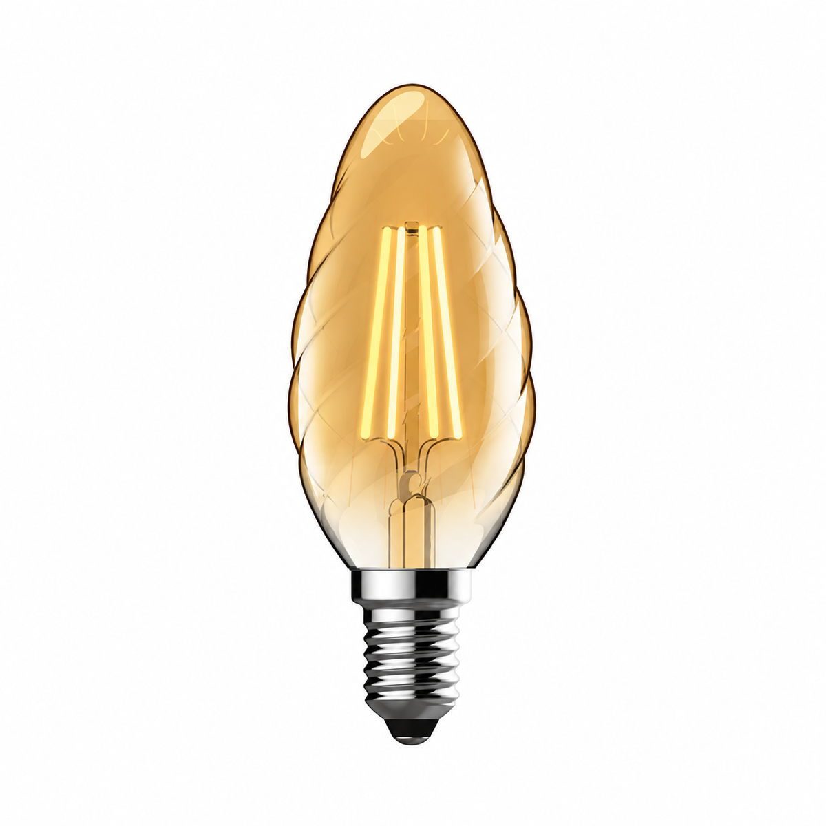 Value Vintage LED Candle Twisted E14 Lamp, 4W 2200K, 330lm, Gold Glass (3LT515K)