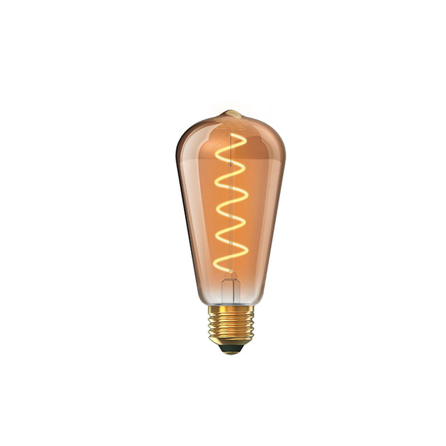 Classic Deco LED Rustica Tradition Tip/S ST64 E27 Dimmable Lamp 5W 1800K Extra Warm White, 280lm, Gold Finish, 3yrs Warranty (3LT519K)