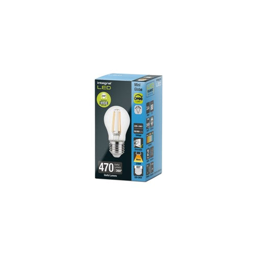 Integral Omni 3.4W E27 Dimmable LED Filament Golf Ball Bulb – 2700K Warm White, 470lm – ILGOLFE27DC061