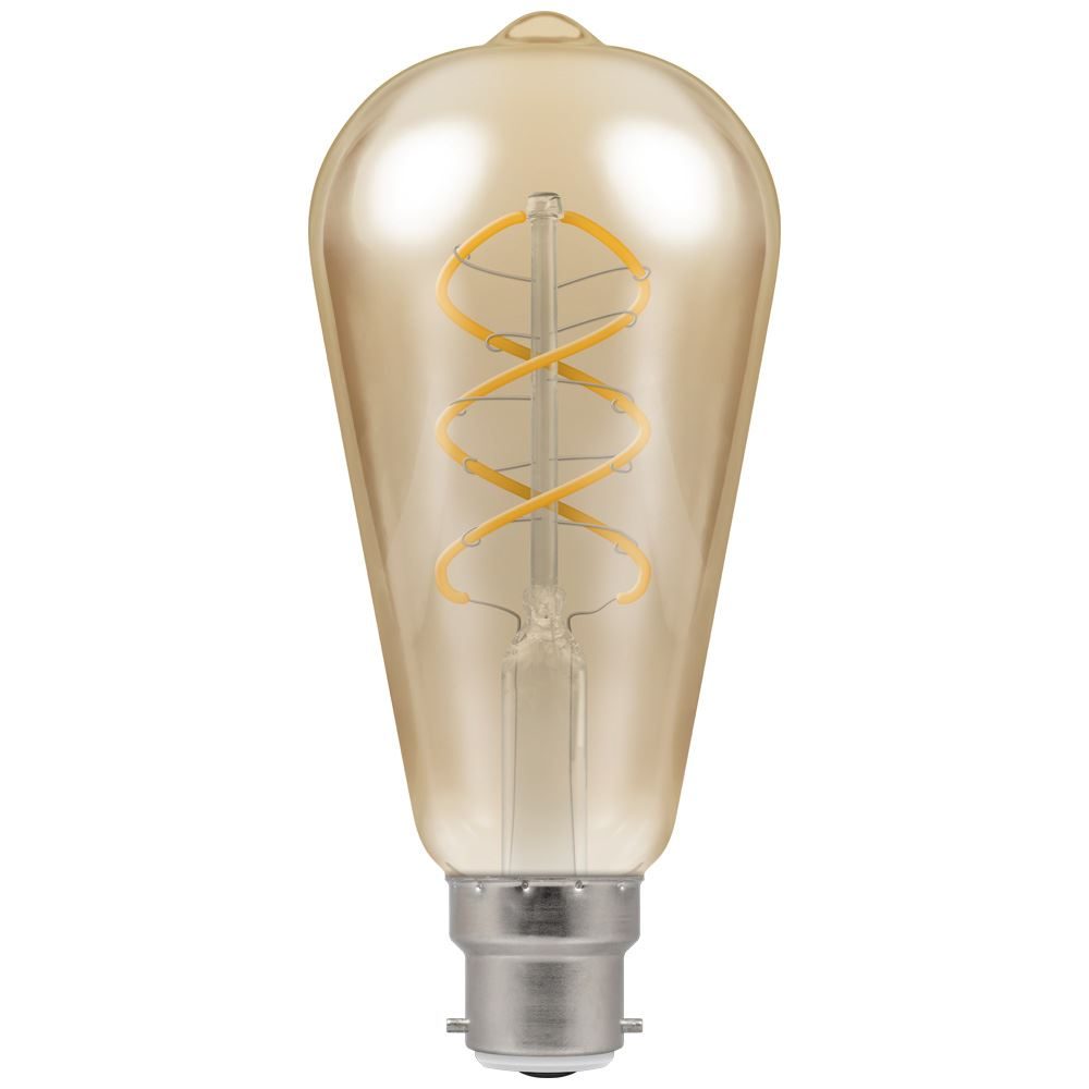 Crompton Lamps 6W LED Spiral Filament ST64 Antique Bronze Dimmable B22 2200K Extra Warm White