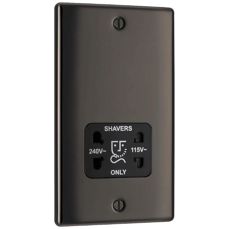 BG NBN20B-01 Nexus Metal Black Nickel, Shaver Socket, Dual Voltage 115/240V, Black Insert