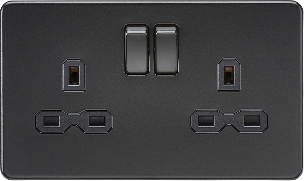 Knightsbridge - ML 13A 2G DP Switched Socket with Twin Earths - VARIOUS COLOUR options