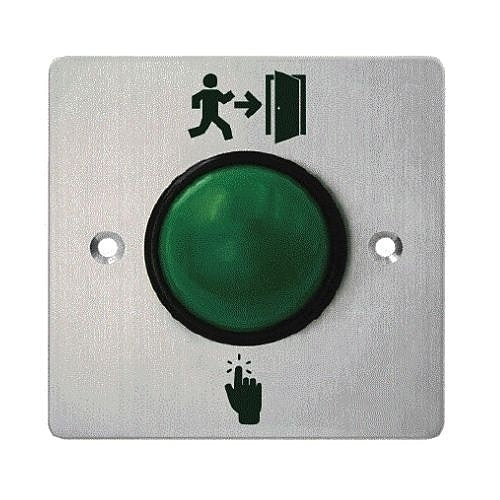 ADI PRO ADI-RTE-SS-GD Push to Exit Dome Button, Surface Mount, Stainless Steel, Green - ADI-RTE-SS-GD