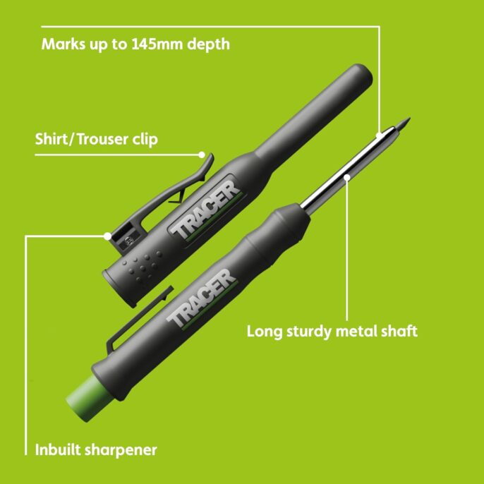 Tracer Deep Hole Construction Pencil Marker & Six Replacement Leads with Site Holsters - AMK1