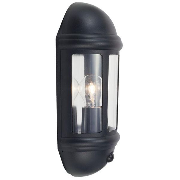 Ansell ALHL/PIR/BL Latina Black Polycarbonate E27 Half Lantern PIR