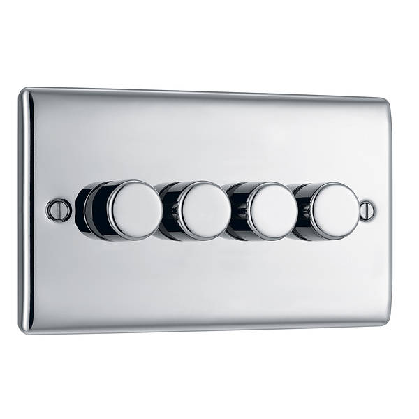 Nexus Metal,  Quadruple Dimmer Switch, 2 Way, Trailing Edge 200W IN VARIOUS COLOURS