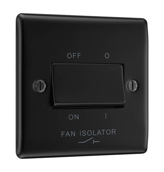 BG NFB15-01 Nexus Metal Matt Black, 10AX Triple Pole Fan Isolator Switch