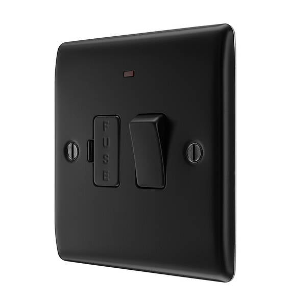BG NFB52-01 Nexus Metal Matt Black, 13A Switched Fused Connection Unit with LED Indicator