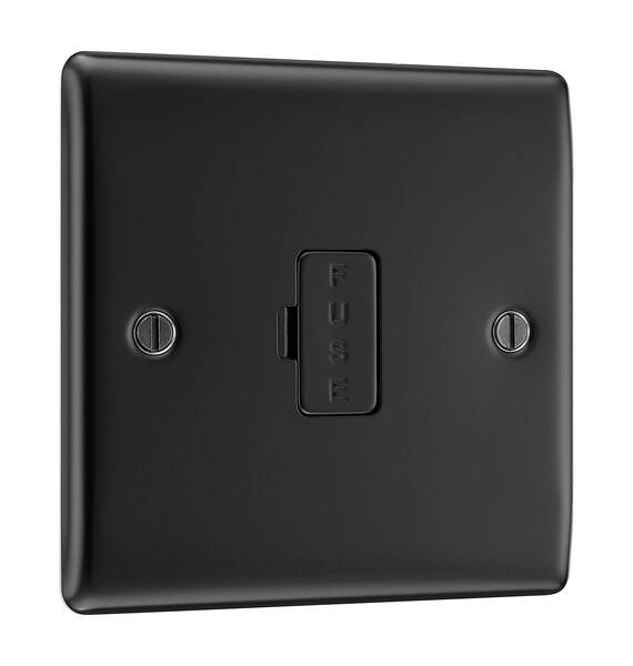 BG NFB54-01 Nexus Metal Matt Black, 13A Unswitched Fused Connection Unit