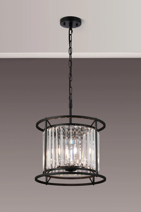 Trian 36cm Pendant / Semi Ceiling Convertible, 3 x G9, IP44, Satin Black / Clear