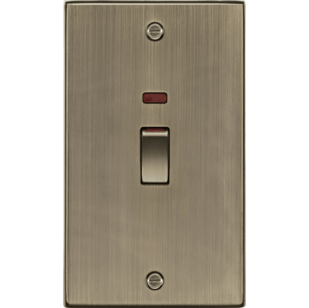 45A DP switch with neon (2G size) - Antique Brass CS82MNAB