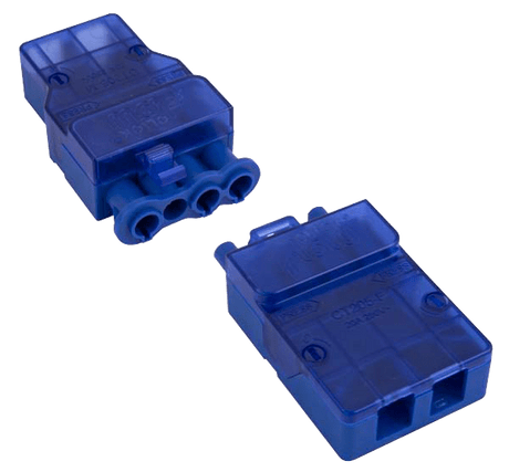Click Flow 20A 4 Pole Push-Fit Connector Blue IP20 - CT205C
