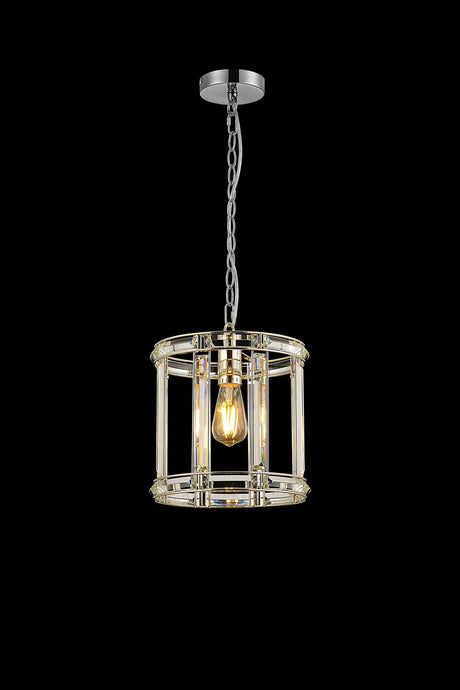 Ellison Round Drum Pendant/Semi Ceiling, 1 x E27, Polished Nickel