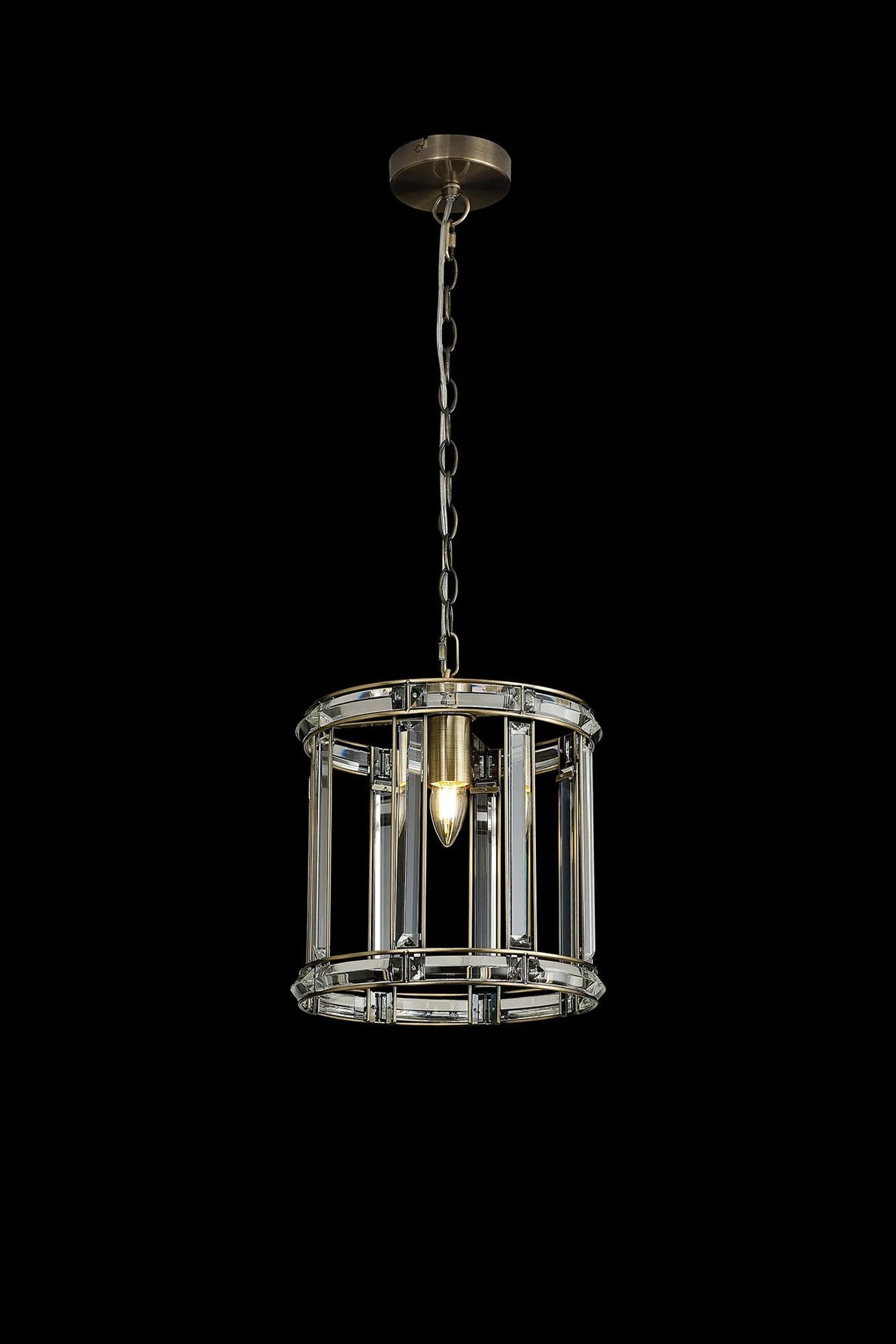 Ellison Round Drum Pendant/Semi Ceiling, 1 x E27, Antique Brass