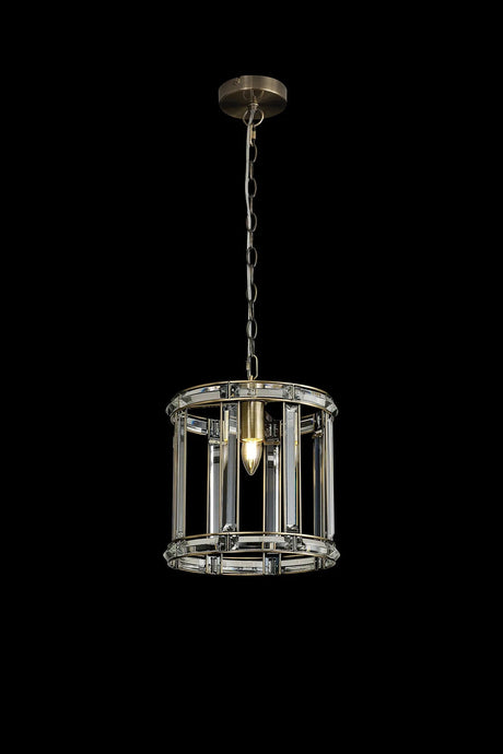Ellison Round Drum Pendant/Semi Ceiling, 1 x E27, Antique Brass