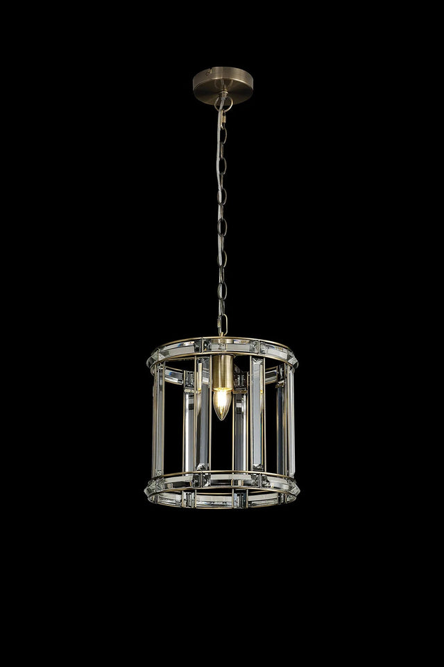 Ellison Round Drum Pendant/Semi Ceiling, 1 x E27, Antique Brass
