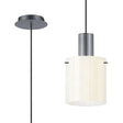 Aouchiche Single Pendant, 1 Light Adjustable E27, Dark Grey/Gloss White Wide Line Glass