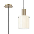 Aouchiche Single Pendant, 1 Light Adjustable E27, Light Gold/Gloss White Wide Line Glass