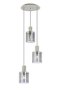 Aouchiche Round Pendant, 3 Light Adjustable E27, Beige Stone/Smoke Wide Line Glass