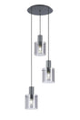 Aouchiche Round Pendant, 3 Light Adjustable E27, Dark Grey/Smoke Narrow Line Glass