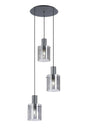 Aouchiche Round Pendant, 3 Light Adjustable E27, Dark Grey/Smoke Wide Line Glass