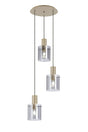 Aouchiche Round Pendant, 3 Light Adjustable E27, Light Gold/Smoke Narrow Line Glass