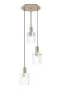 Aouchiche Round Pendant, 3 Light Adjustable E27, Light Gold/Clear Wide Line Glass