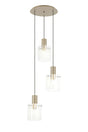 Aouchiche Round Pendant, 3 Light Adjustable E27, Light Gold/Frosted/Clear Wide Line Glass