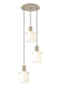 Aouchiche Round Pendant, 3 Light Adjustable E27, Light Gold/Gloss White Wide Line Glass