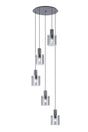 Aouchiche Round Pendant, 5 Light Adjustable E27, Dark Grey/Smoke Narrow Line Glass