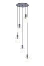 Aouchiche Round Pendant, 5 Light Adjustable E27, Dark Grey/Frosted/Clear Wide Line Glass
