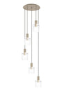 Aouchiche Round Pendant, 5 Light Adjustable E27, Light Gold/Clear Narrow Line Glass