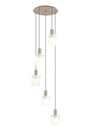 Aouchiche Round Pendant, 5 Light Adjustable E27, Light Gold/Frosted/Clear Wide Line Glass