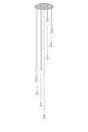 Aouchiche Round Pendant, 9 Light Adjustable E27, Beige Stone/Clear Narrow Line Glass