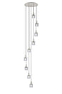 Aouchiche Round Pendant, 9 Light Adjustable E27, Beige Stone/Smoke Narrow Line Glass