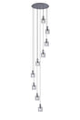 Aouchiche Round Pendant, 9 Light Adjustable E27, Dark Grey/Smoke Narrow Line Glass