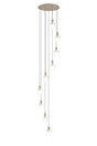 Aouchiche Round Pendant, 9 Light Adjustable E27, Light Gold/Clear Narrow Line Glass