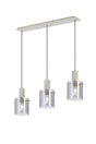 Aouchiche Linear Pendant, 3 Light Adjustable E27, Beige Stone/Smoke Narrow Line Glass